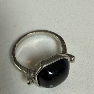 Elegant Silver and Black Stone Ring